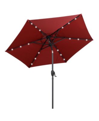 7.5 ft Solar Powered Patio Umbrella with 18 LED Lights Push-Button Tilt and Crank