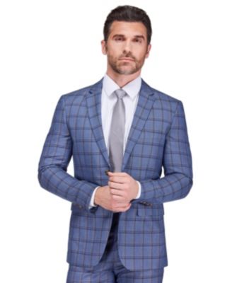 Men's Slim Fit 2-Piece Performance Stretch Plaid Suit