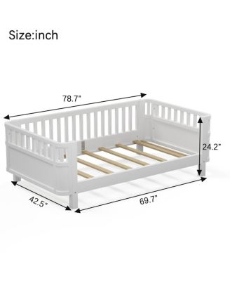 Wood Low Profile Twin Platform Bed with Rails