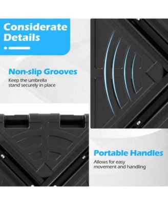 Weighted Offset Umbrella Base with Fillable HDPE Tank Cross Bracket and Cut-Out Handles