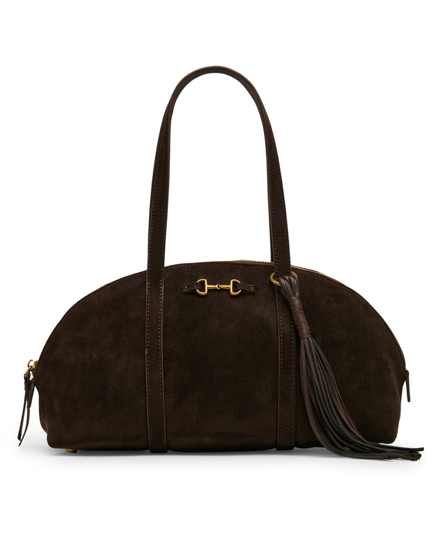 Средняя сумка-боулер Anne Klein из экозамши с подковообразной деталью, цвет: Коричневый — фото 1