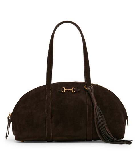 Средняя сумка-боулер Anne Klein из экозамши с подковообразной деталью, цвет: Коричневый