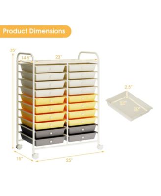 20-Drawer Rolling Storage Organizer Cart with Metal Frame