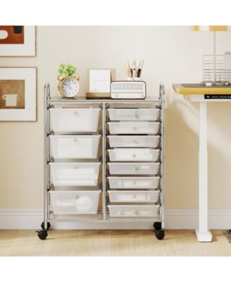 12-Drawer Utility Rolling Cart with Tiered Storage