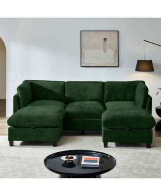 Chenille U-Shape Sectional Sofa with Storage