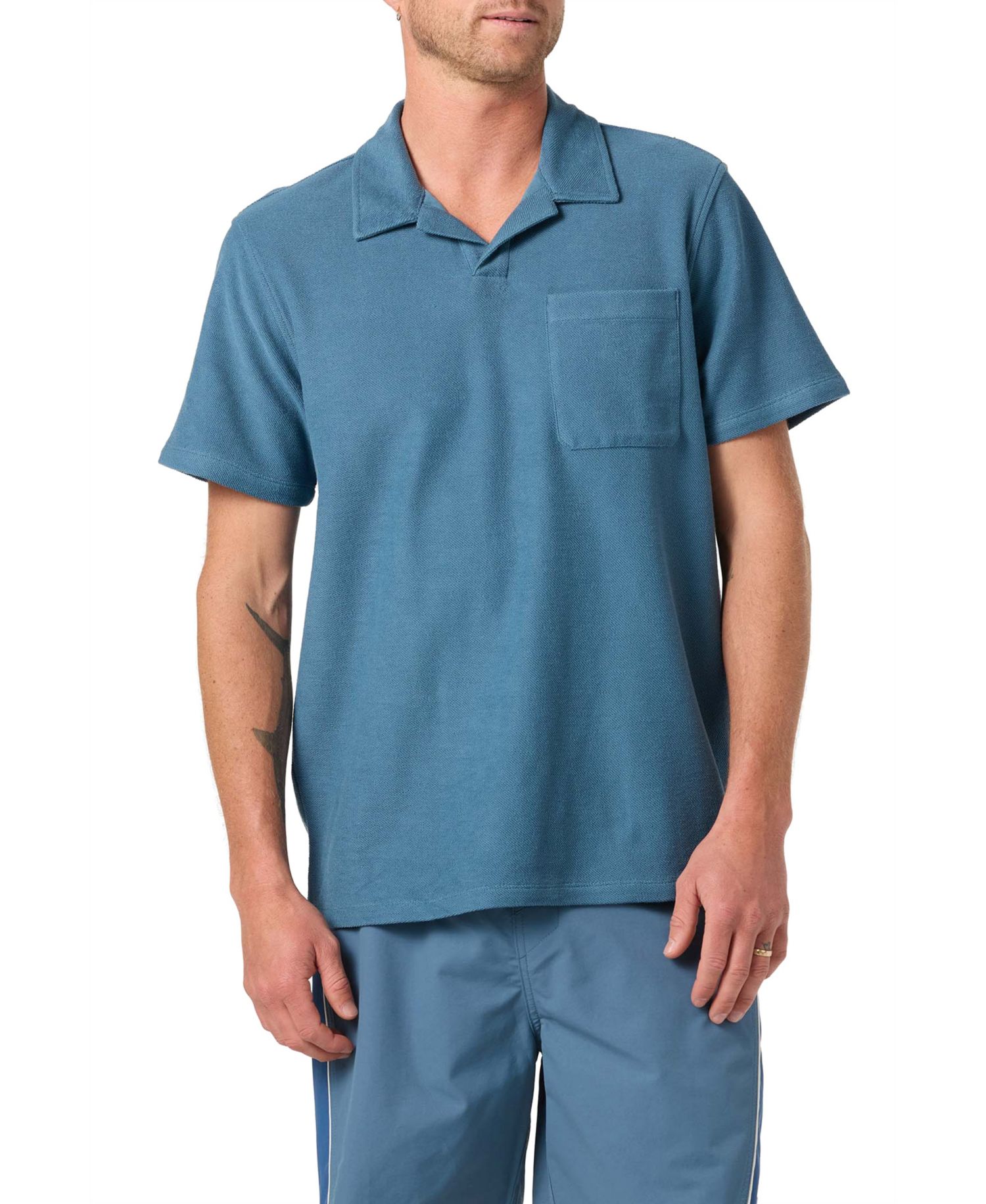 Men's Knit Camp-Collar Polo Shirt