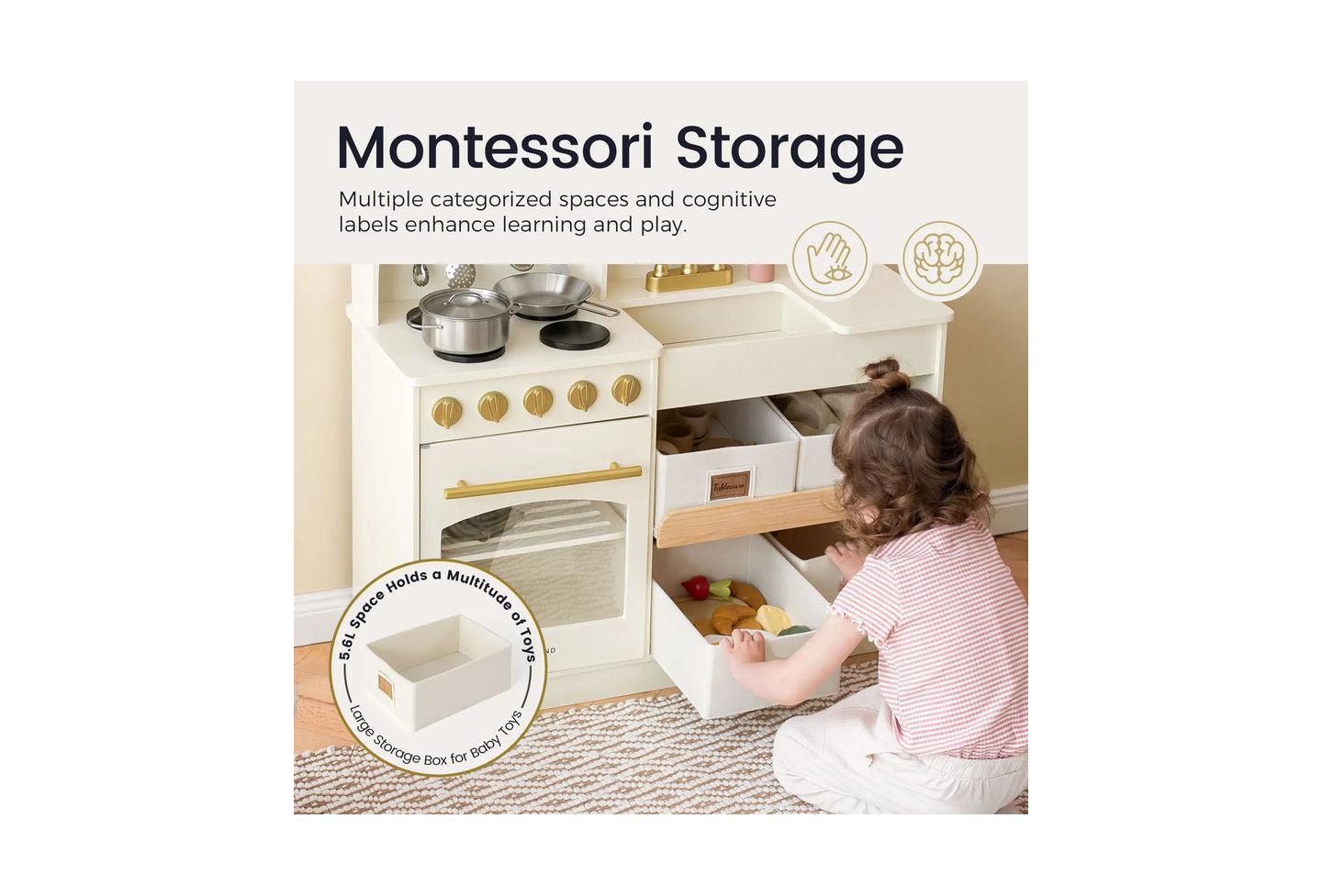Детская игрушка Tiny Land Wooden Storage Play Kitchen With 4 Removable Bins, Ages 3+ — фото 4