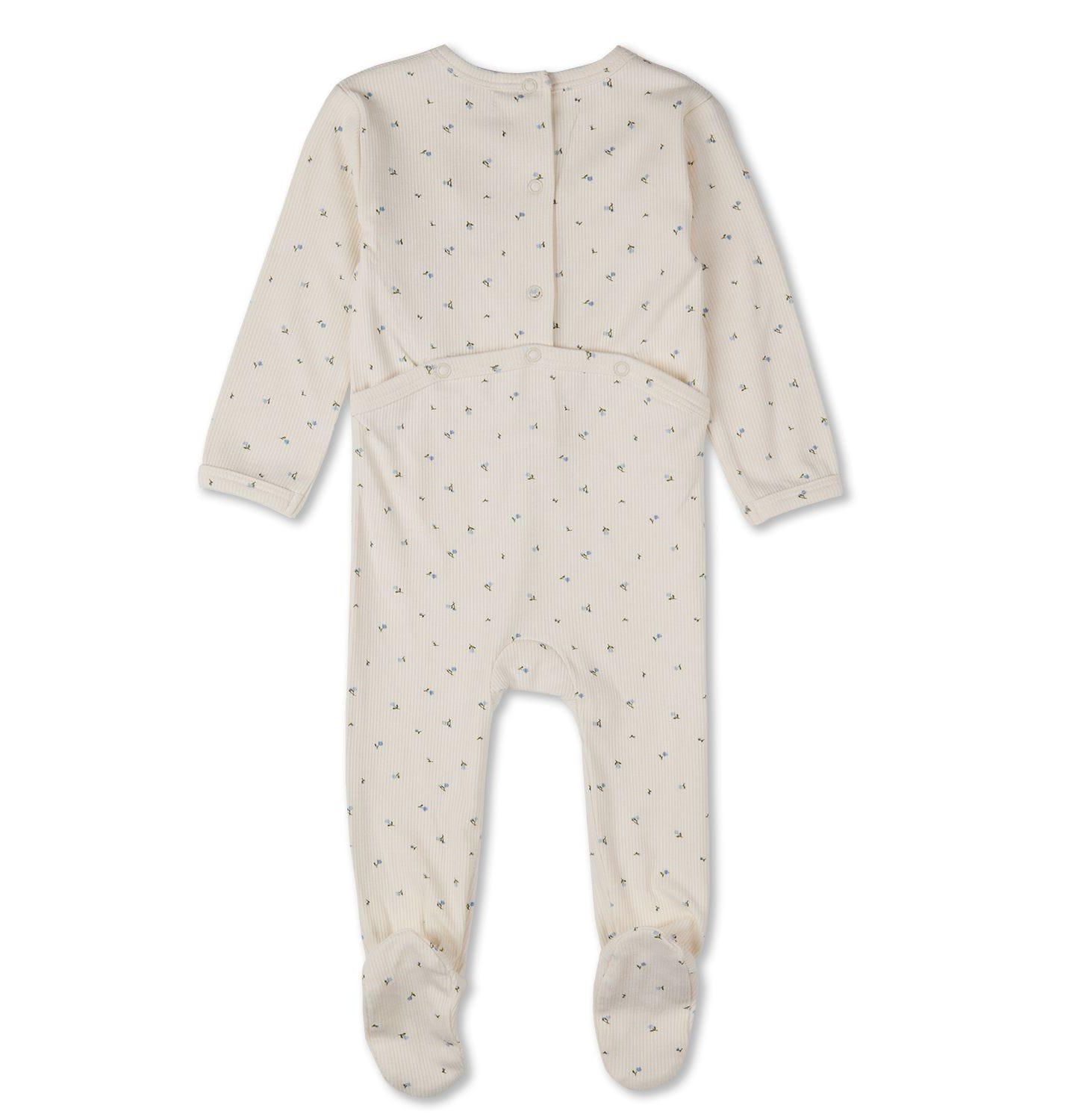MeMoi Baby Girls "Sprigs Have Sprung" Mini-Rib Rayon-Blend Crossover-Neck Footie, цвет: Синий — фото 2