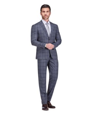 Men's Slim Fit 2-Piece Performance Stretch Plaid Suit