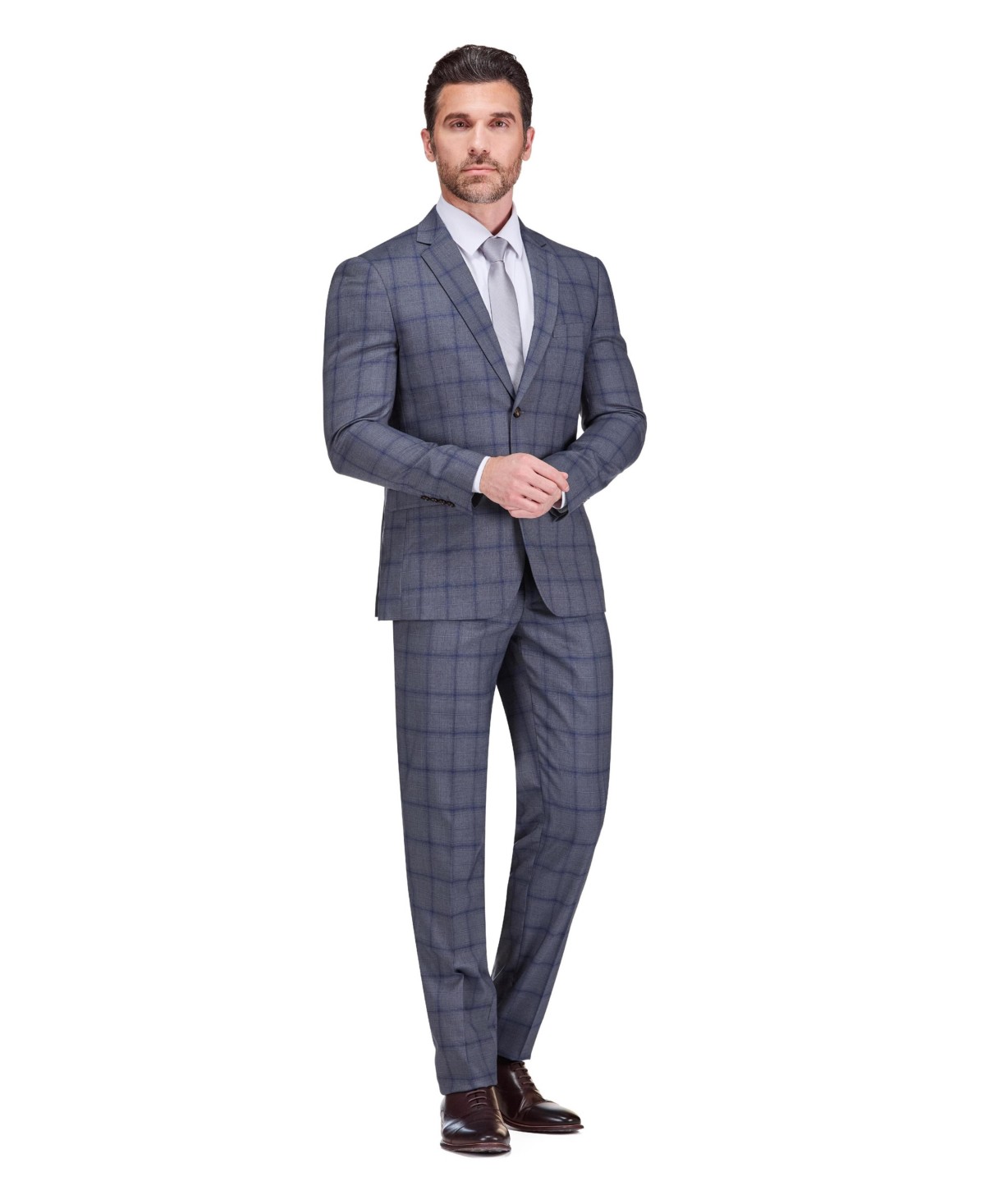 Мужские Gino Vitale Men's Slim Fit 2-Piece Performance Stretch Plaid Suit — фото 1