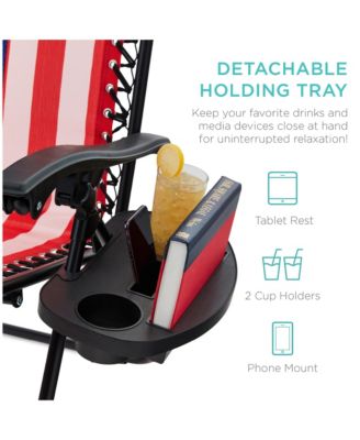 Set of 2 Zero Gravity Lounge Chair Recliners for Patio, Pool w/ Cup Holder Tray