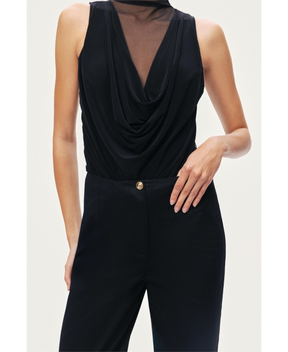 Nocturne Women's Draped Mesh-Panel Bodysuit