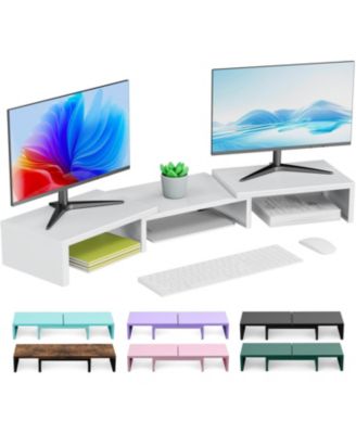 Dual Monitor Stand Metal Riser Desktop Organizer