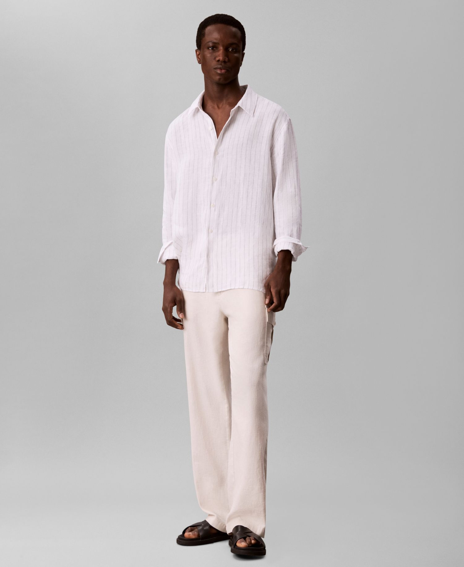 Men's Yarn-Dyed Pinstripe Linen Classic Shirt