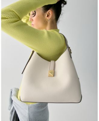 Deco Small Pebbled Leather Crossbody Tote Bag