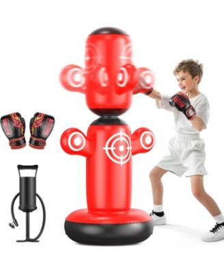 360degree(s) Rotatable Punching Bag for Kids, Lager 64" Kids Punching Bag with Gloves, Hand Pump and 6 Targets, Bop Bag Inflatable Punching Toy