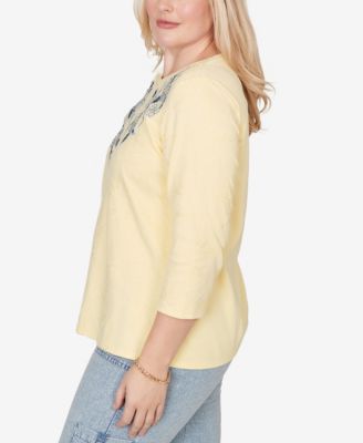 Women's Out of the Blue Floral Embroidered Sunshine Top