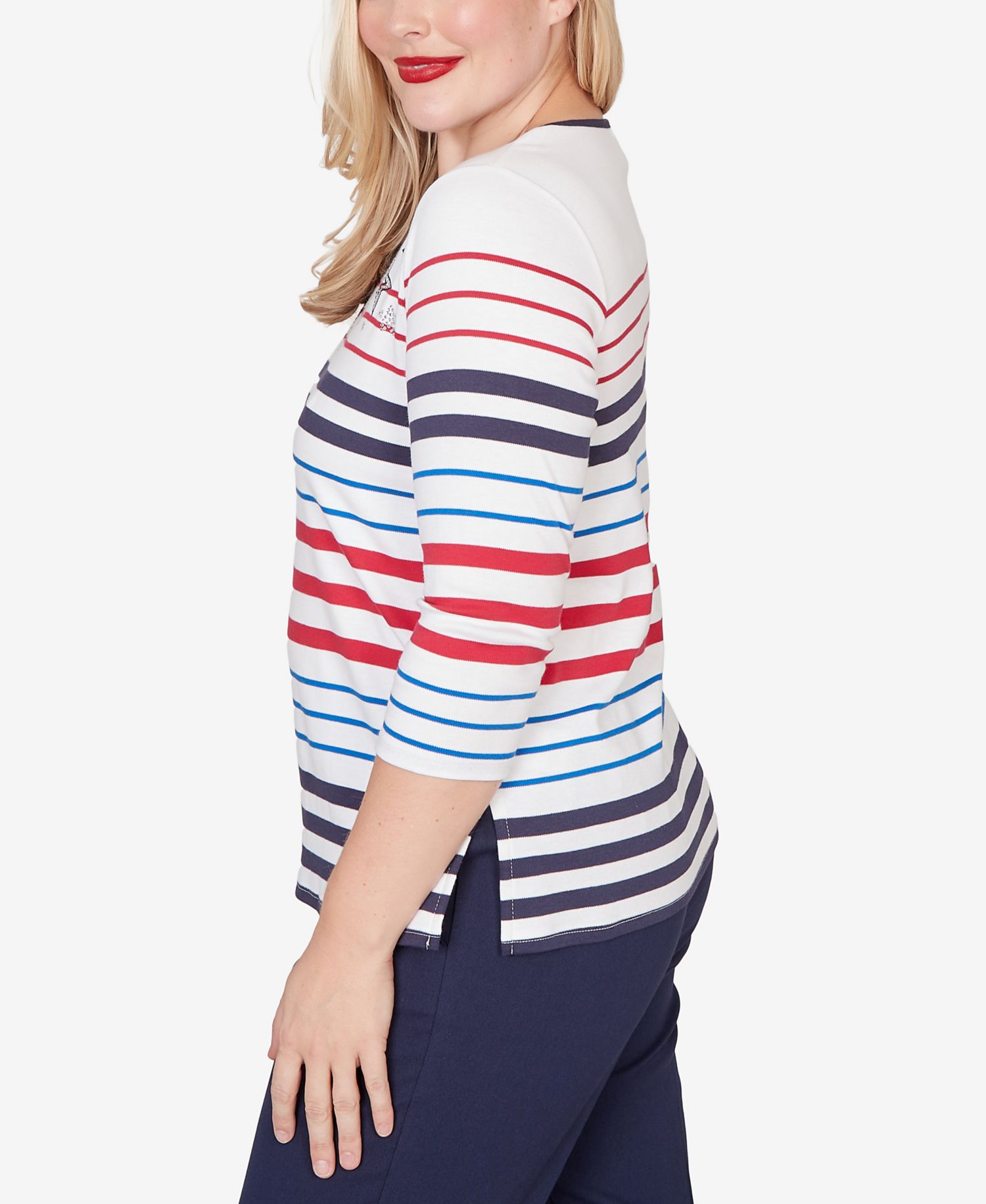 Women's Lady Liberty Stars And Stripes Americana Crewneck Top