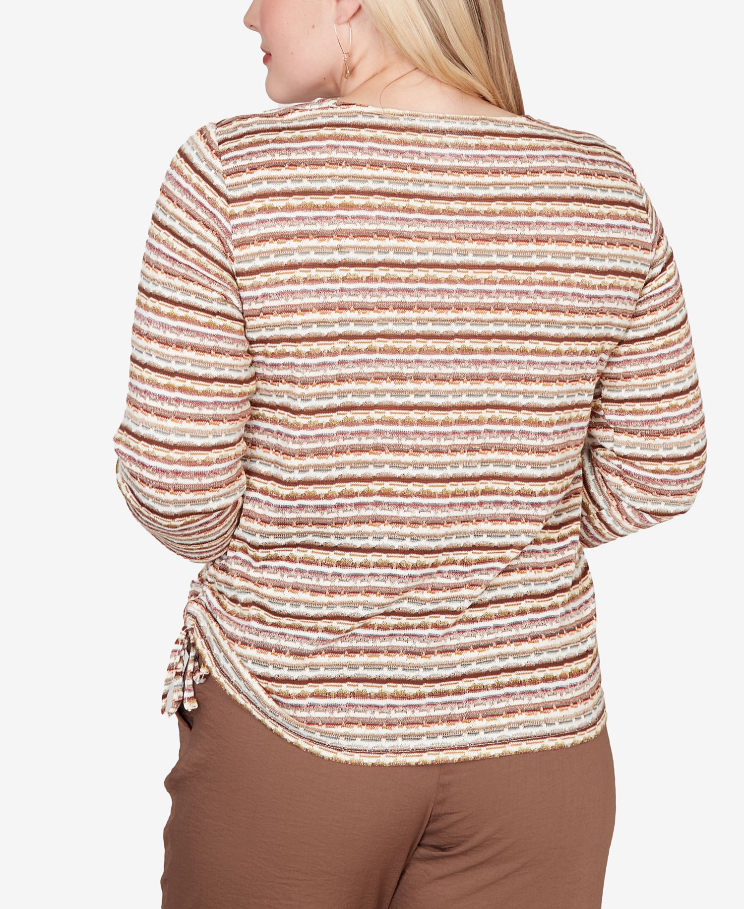 Women's Spice Market Spliced Textured Stripe Ruched Tie Top