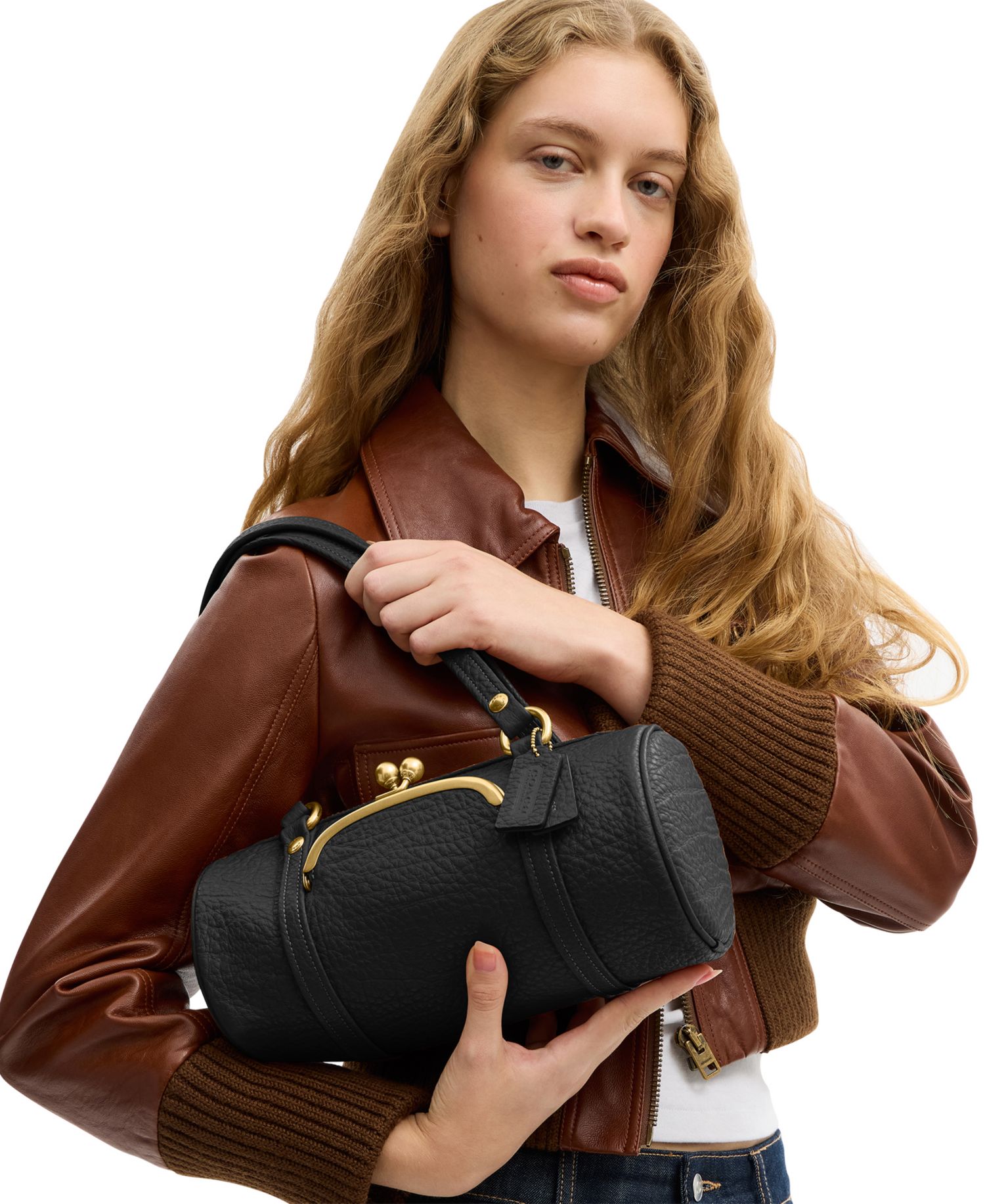 Originals Kisslock Medium Pebble Leather Barrel Bag 28