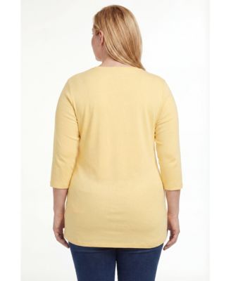 Plus Size Perfect Three-Quarter Sleeve V-Neck Tunic