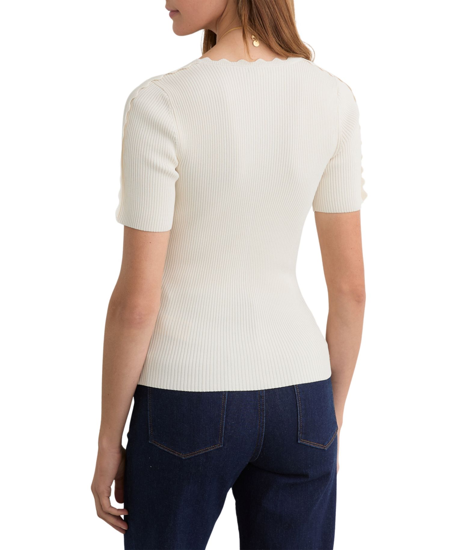 Women's Marcy Scallop-Trim Rib-Knit Top