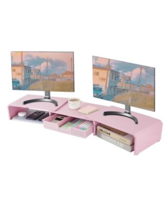 Monitor Stand Riser with Drawer Desktop Organizer With Drawer, 3 Shelves