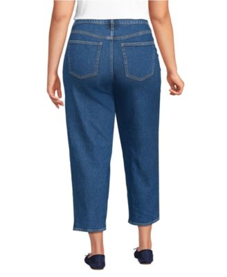 Women's Soft Denim Mid Rise Relaxed Straight Crop Jeans