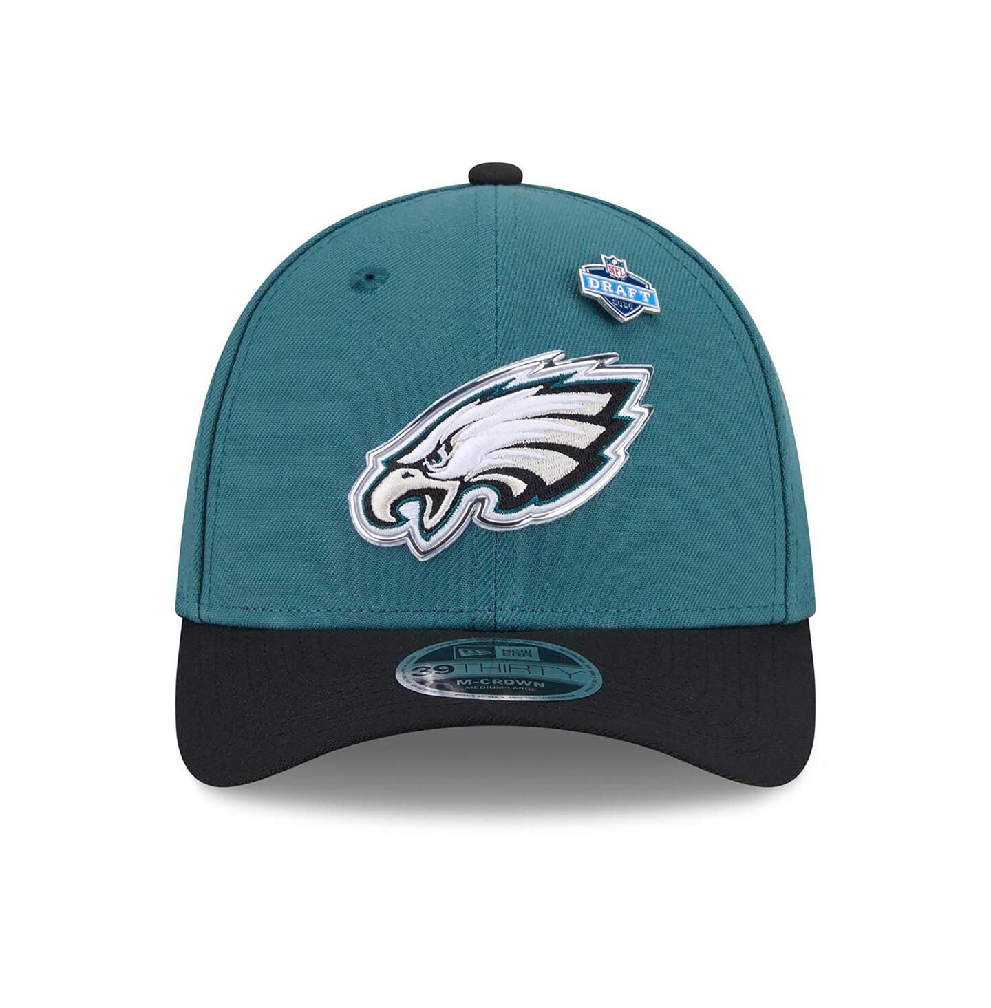 Мужская кепка New Era Midnight Green/Black Philadelphia Eagles 2026 NFL Draft 39THIRTY M-Crown Flex Hat — фото 2