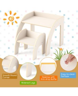 Kids Table and Chair Set with Wide Tabletop and Curved Safety Edges