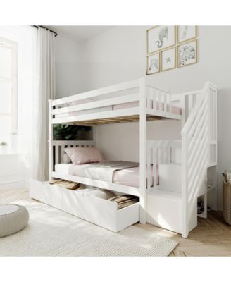 Max and Lily Twin over Twin Staircase Bunk Bed with Storage Drawers