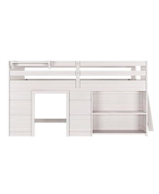 Max and Lily Farmhouse Twin Low Loft with Bookcase