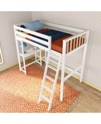 Max and Lily Scandinavian High Loft w/ Side Desk and Shelves