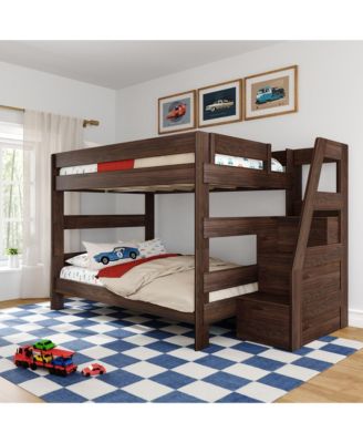 Max and Lily Modern Farmhouse Queen Over Queen Bunk Bed With Staircase