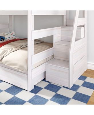 Max and Lily Modern Farmhouse Queen Over Bunk Bed With Staircase and Storage Drawers
