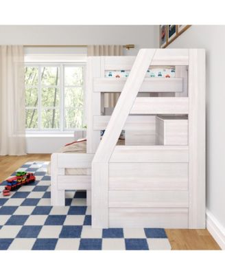 Modern Farmhouse Twin Over Full Bunk Bed With Staircase