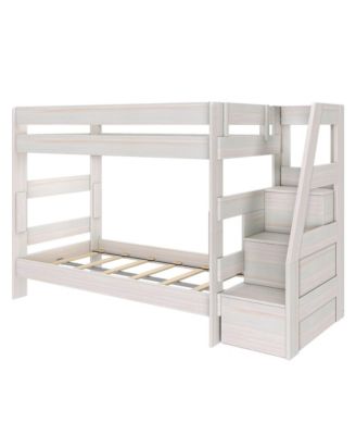 Max and Lily Modern Farmhouse Twin Over Twin Bunk Bed With Staircase