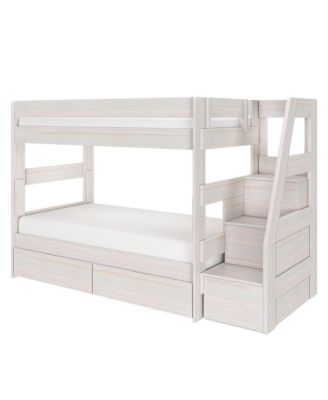 Max and Lily Modern Farmhouse Twin Over Twin Bunk Bed With Staircase and Storage Drawers