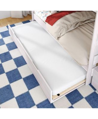 Twin Over Twin Wood Staircase Bunk Bed with Trundle, Driftwood