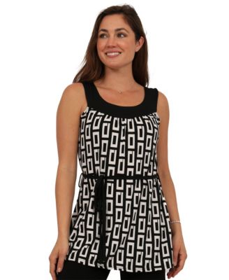 Women's Geometric Print Sleeveless Waist-Tie Top