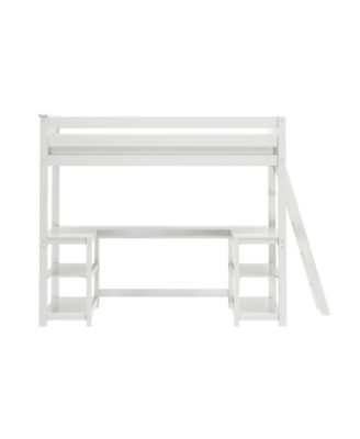 Max and Lily Classic Twin High Loft (Ladder on End) + Wraparound Desk
