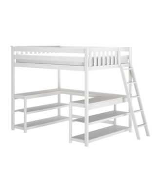 Max and Lily Classic Full High Loft with Wraparound Desk