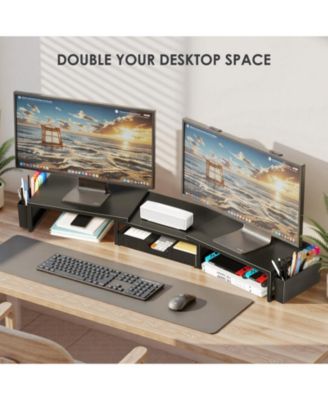 Monitor Stand Riser Drawer Pen Holder Metal Desk Organizer