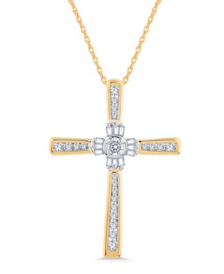 14k Gold Pendant, Diamond Cross (1/4 ct. t.w.)