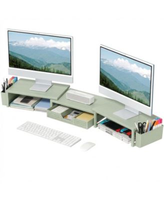 Monitor Stand Riser Drawer Pen Holder Metal Desk Organizer