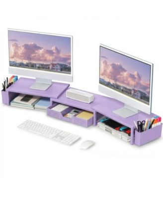 Monitor Stand Riser Drawer Pen Holder Metal Desk Organizer