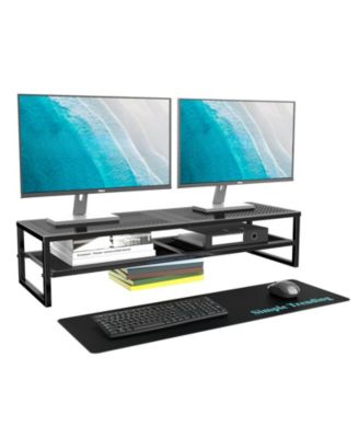 Metal Dual Monitor Stand Riser with Mouse Pad desktop organizer