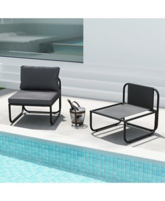 Outdoor Low-Profile Patio Chairs Set of 2 with Removable Cushions