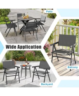 Outdoor Patio Dining Chairs Set of 4 with Breathable Fabric Seat