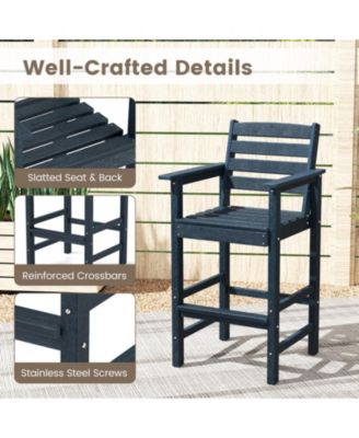 HDPE Adirondack Bar Chairs Set of 2 with Wide Armrests
